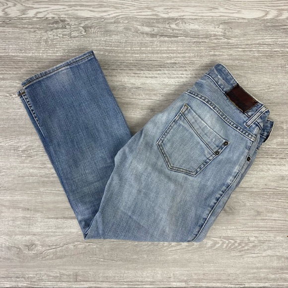 Express Light Wash Ripped Straight Leg Jeans - Picture 1 of 8